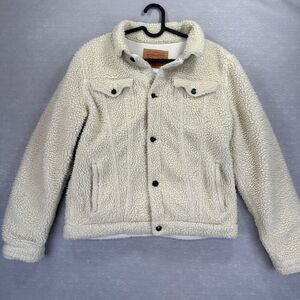 Levi's Fleece Sherpa Trucker Jacket Off-White Youth Size XL Ages 13-15 White Tab